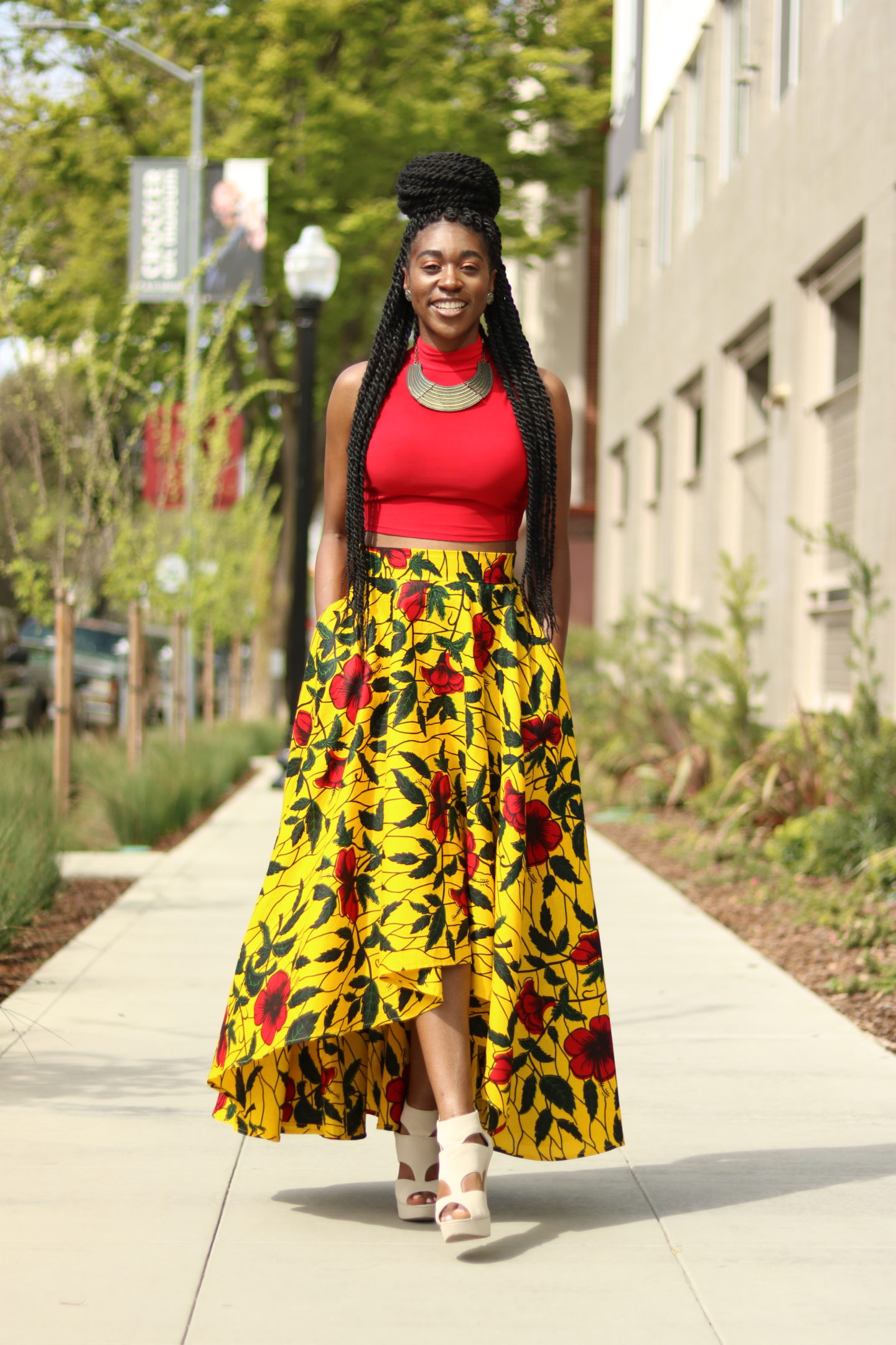 High low outlet skirt with pockets