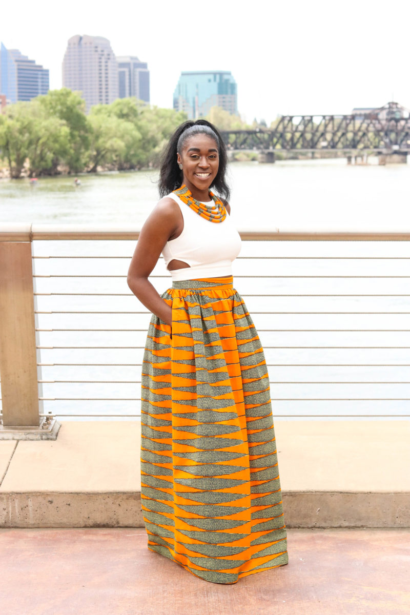 maxi gathered skirt