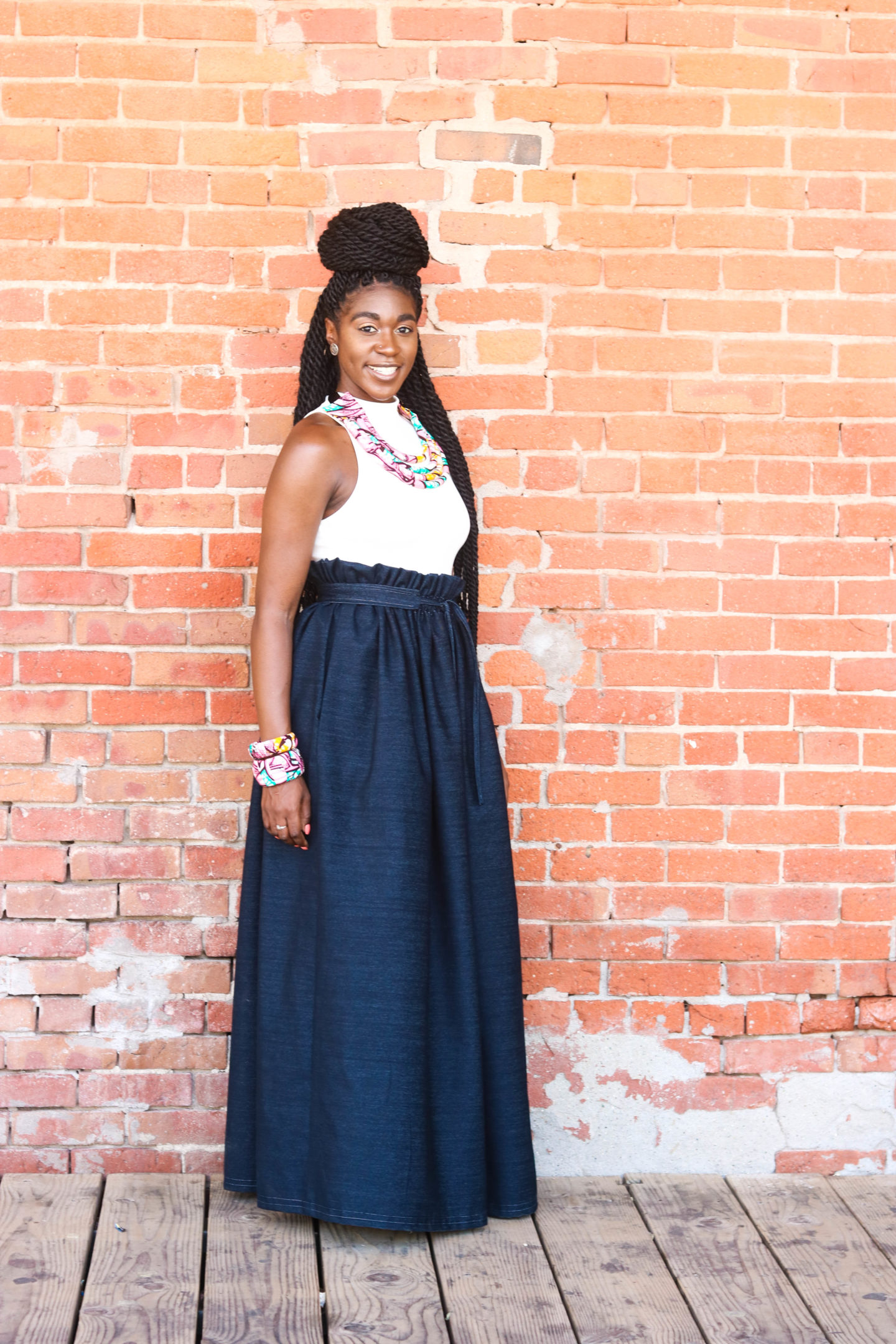 Denim Skirt, Paperbag Skirt, DIY Paperbag Maxi Skirt, Maxi Skirt, Denim Maxi Skirt