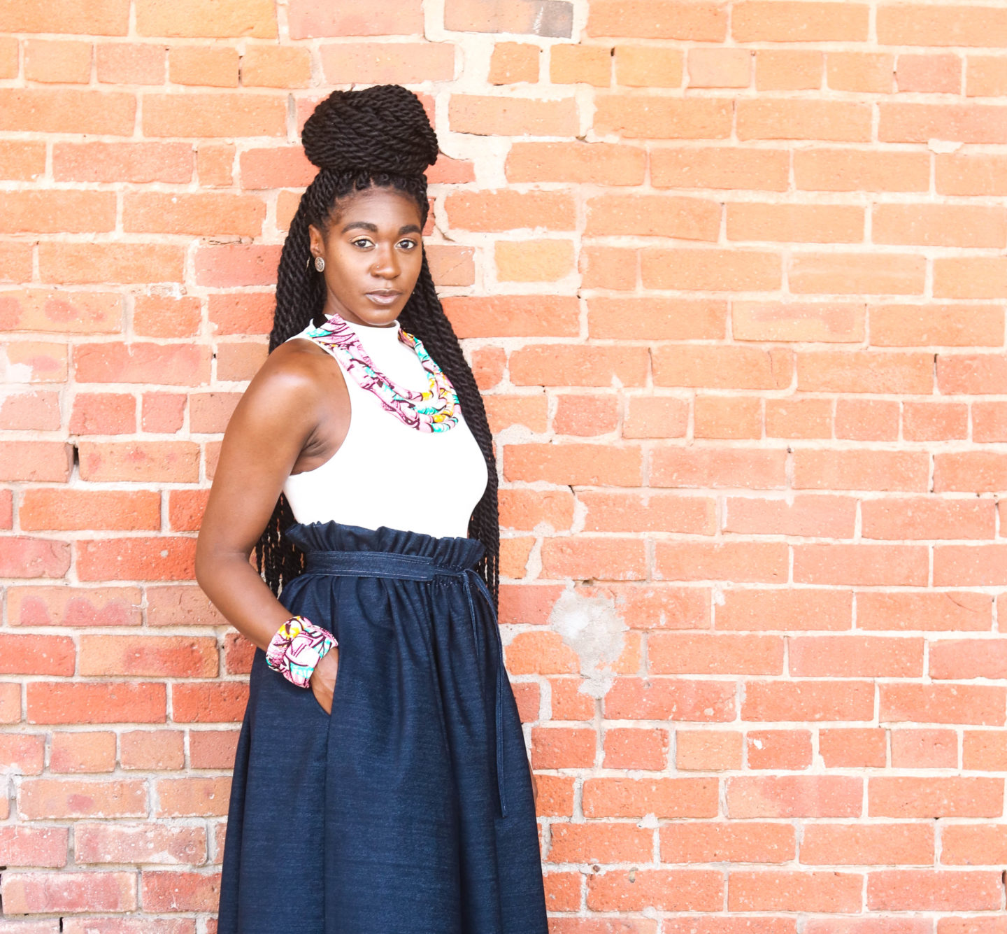 paperbag denim skirt