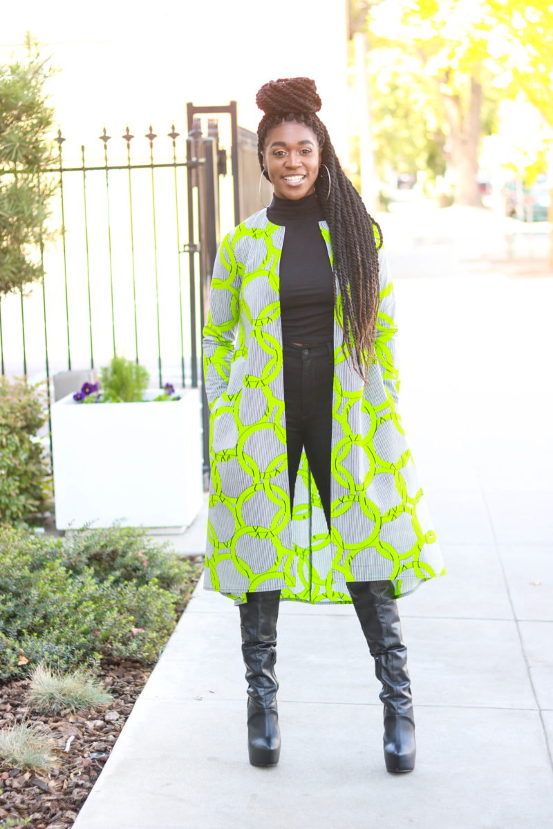 DIY Duster, African Print Duster, Coat, Long Coat, Duster with pockets, sewing tutorials, African Fashion, African Print Fashion, DIY Fashion, Sewing tutorials for beginners, High-Low Duster