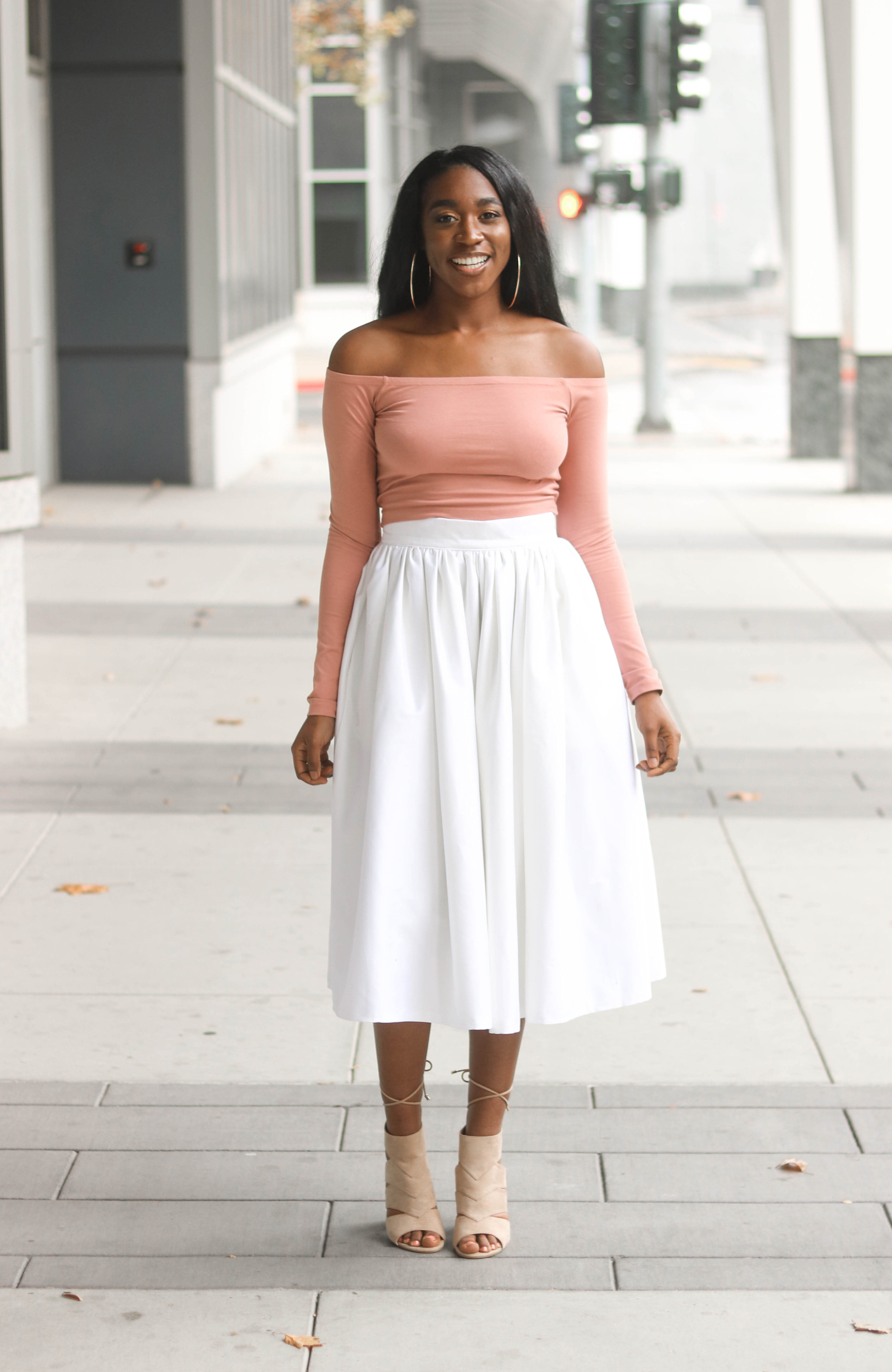 midi gathered skirt