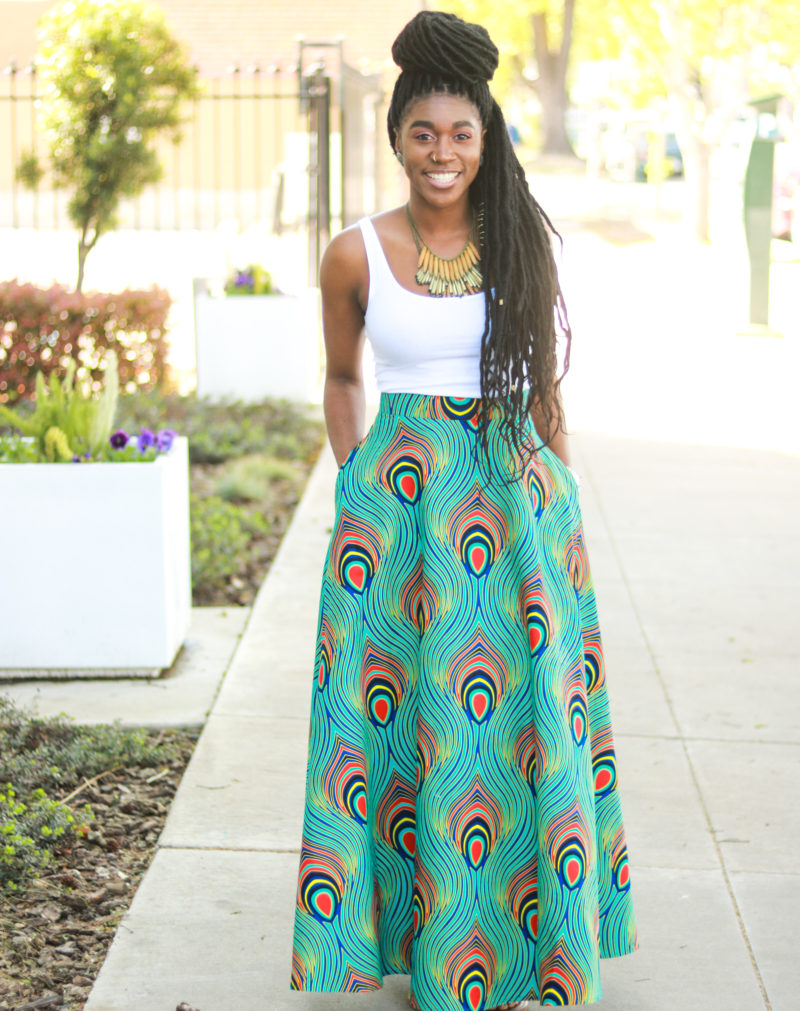 DIY Half Circle Skirt with Pockets Tutorial Maxi Midi Ankara African Wax Print