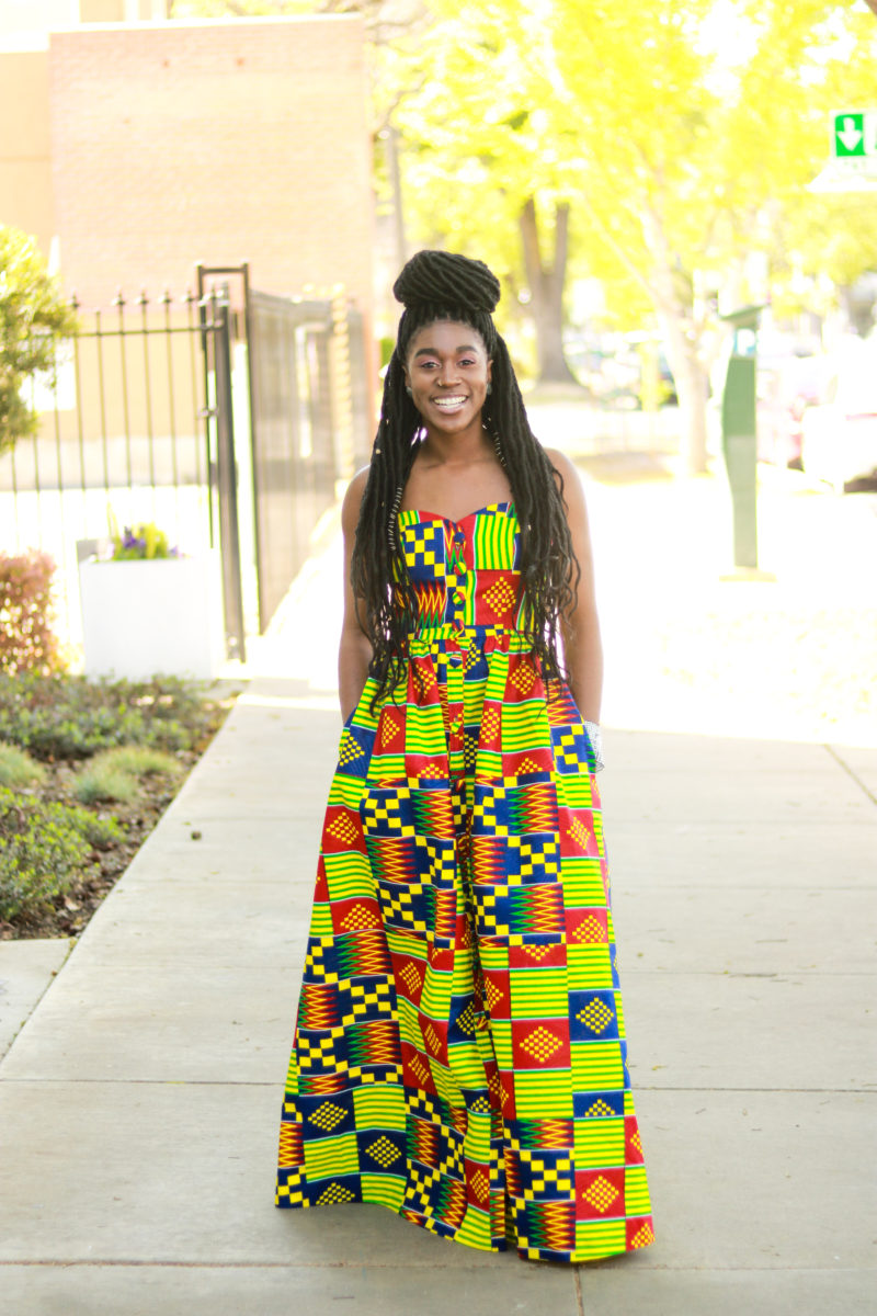 DIY Kente Print Ankara Maxi Dress with Pockets Buttons Jessica Dress Pattern Review Kitenge Nigerian Fashion Ghanaian Fashion African Wedding Modern African Fashion