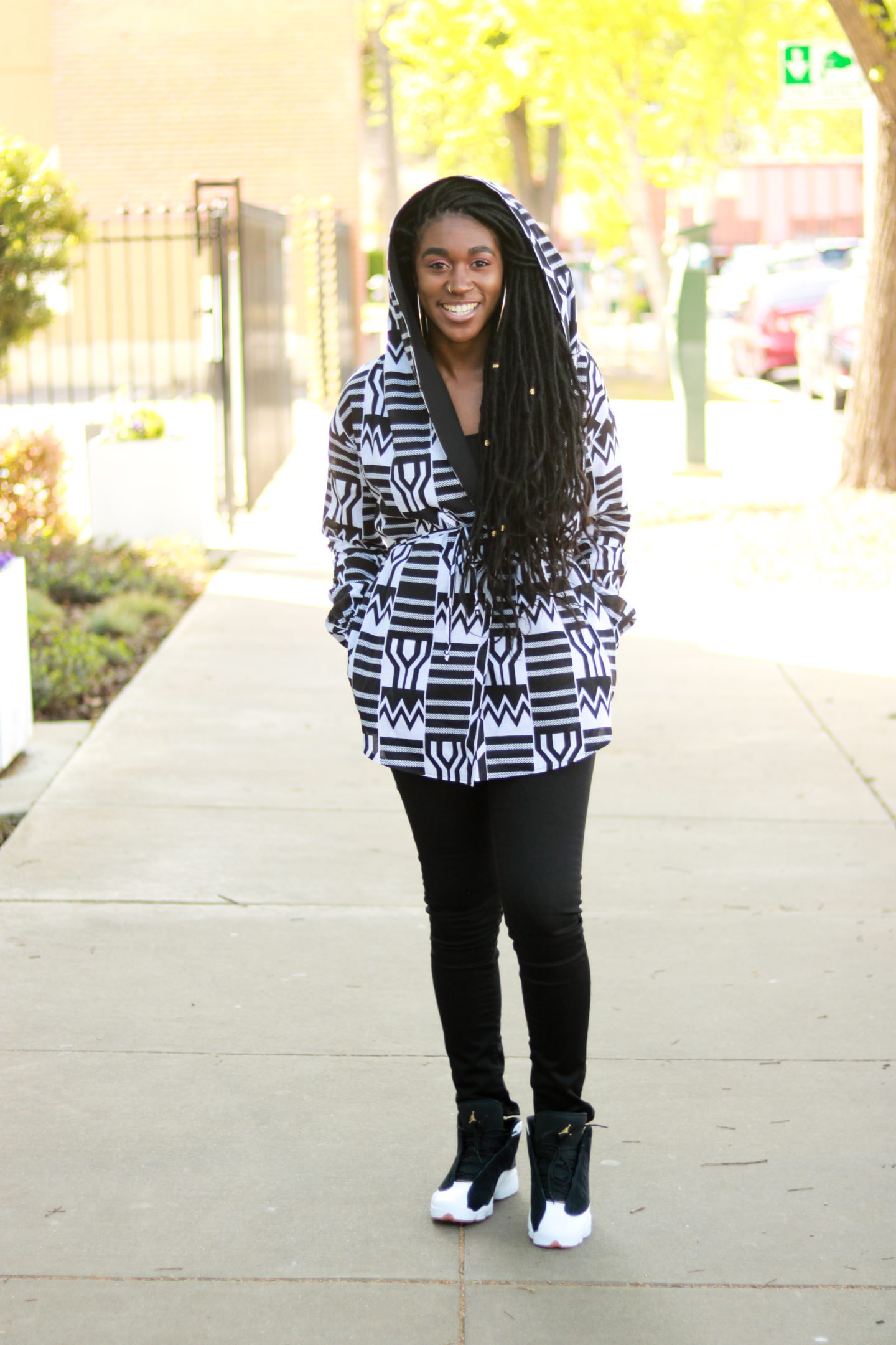DIY Kente Print Ankara Jacket with Pockets and Hood Buttons M7333 Pattern Review 