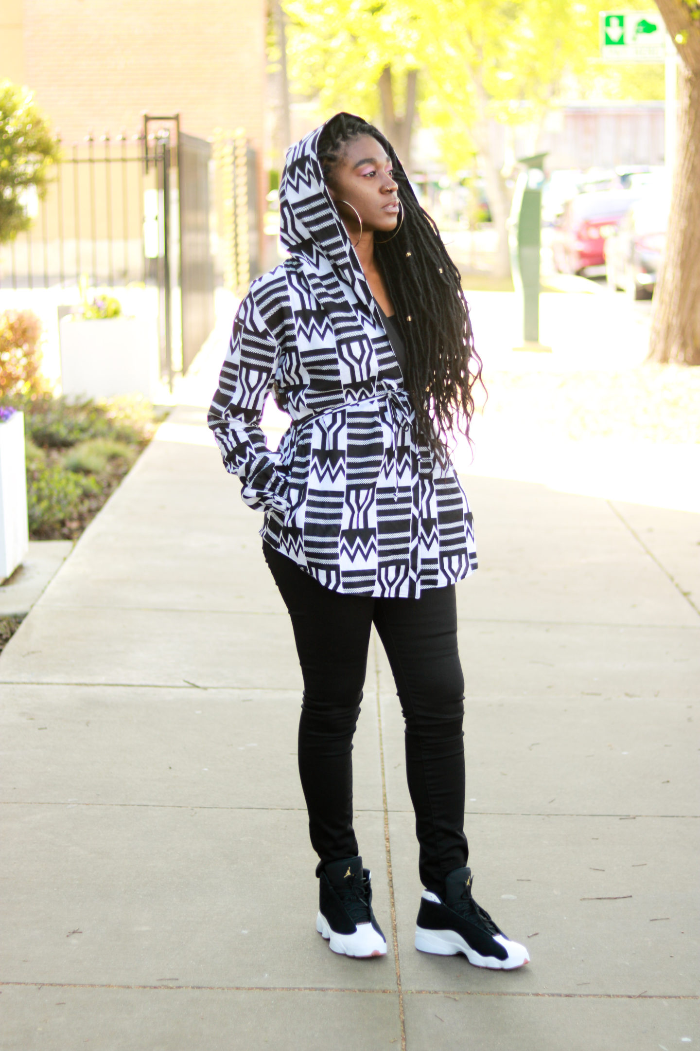 DIY Kente Print Ankara Jacket with Pockets and Hood Buttons M7333 Pattern Review 