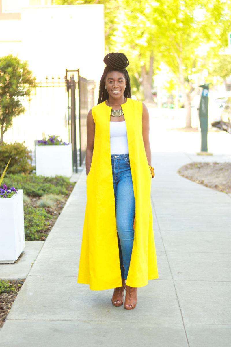 sleeveless duster with pockets