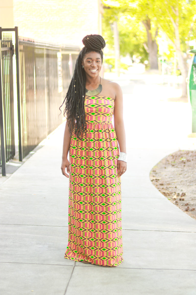 DIY Halter Top Maxi Dress Tutorial Ankara African Kente Knit Fabric Summer Fashion Spring Fashion