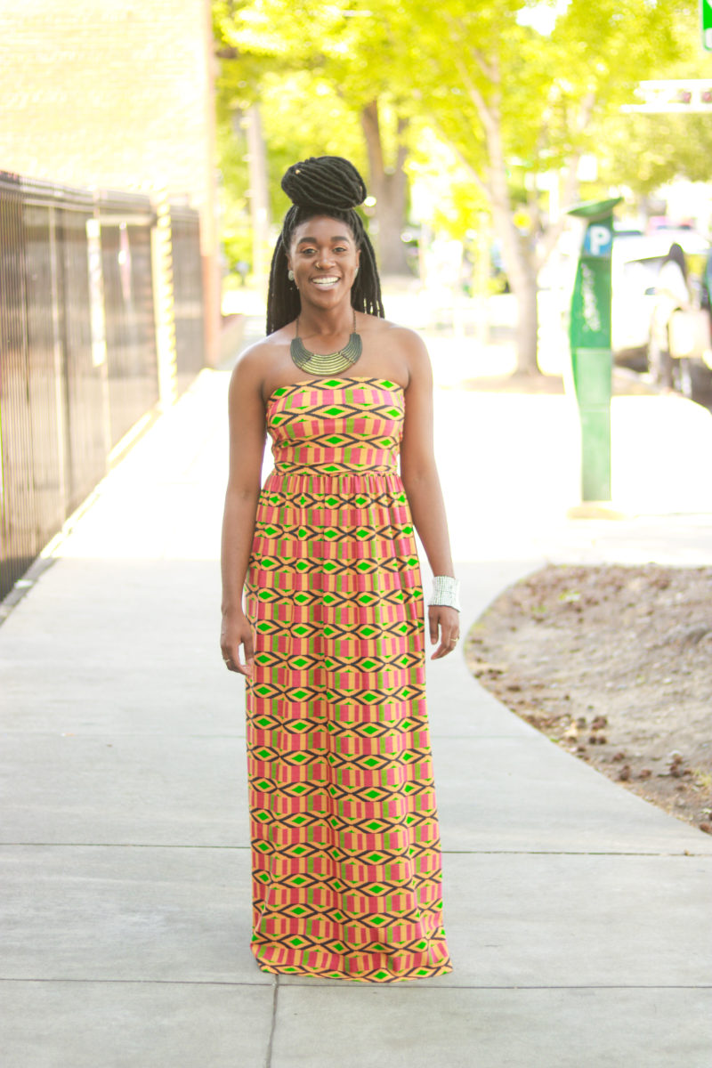 DIY Halter Top Maxi Dress Tutorial Ankara African Kente Knit Fabric Summer Fashion Spring Fashion