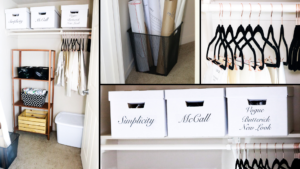 Sewing Room Closet Makeover Transformation and Pattern Organization PDF Pattern Storage