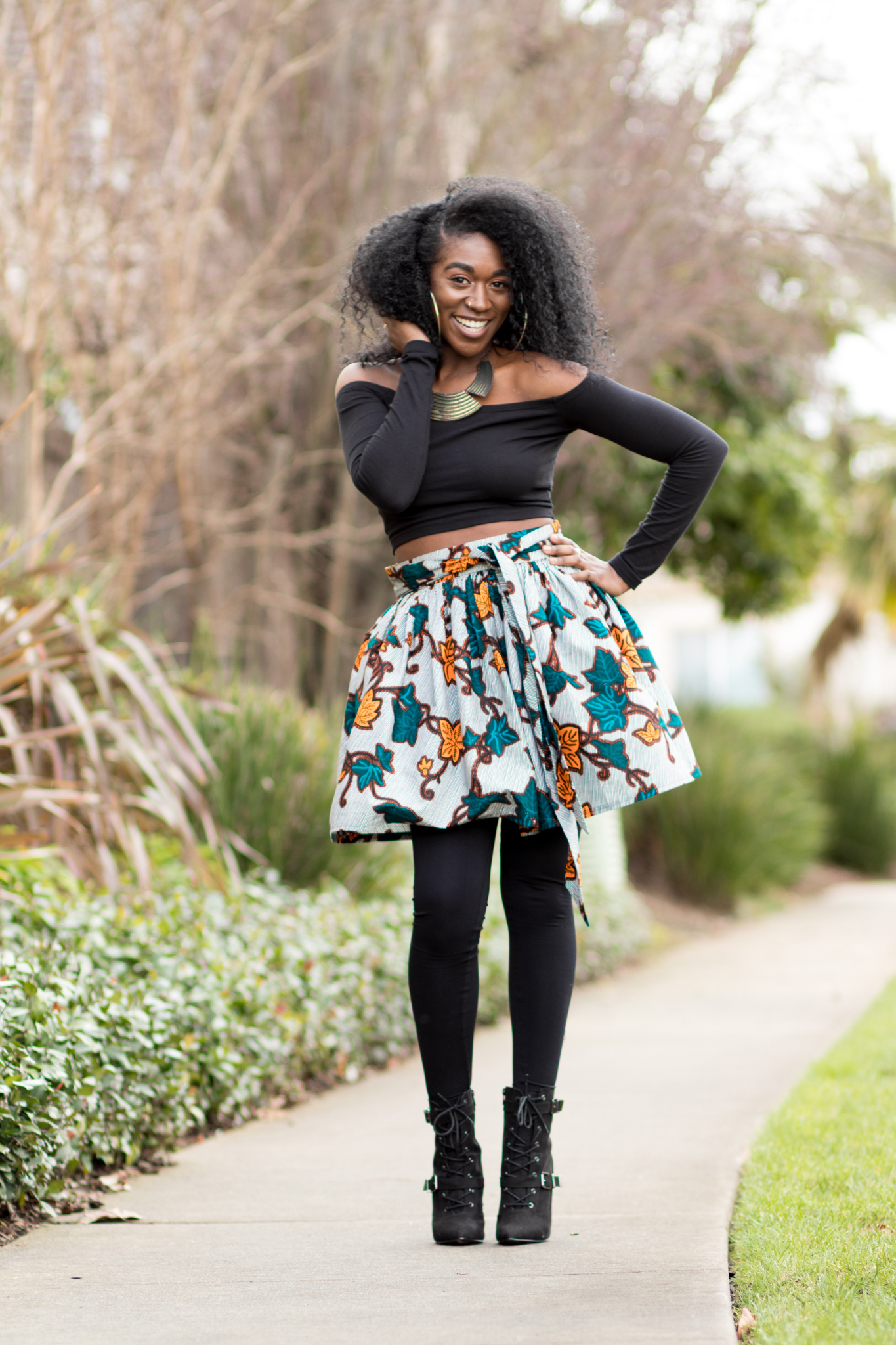 DIY How to Sew Flat Front Elastic Back Skirt with Pockets Tutorial Ankara African Print
