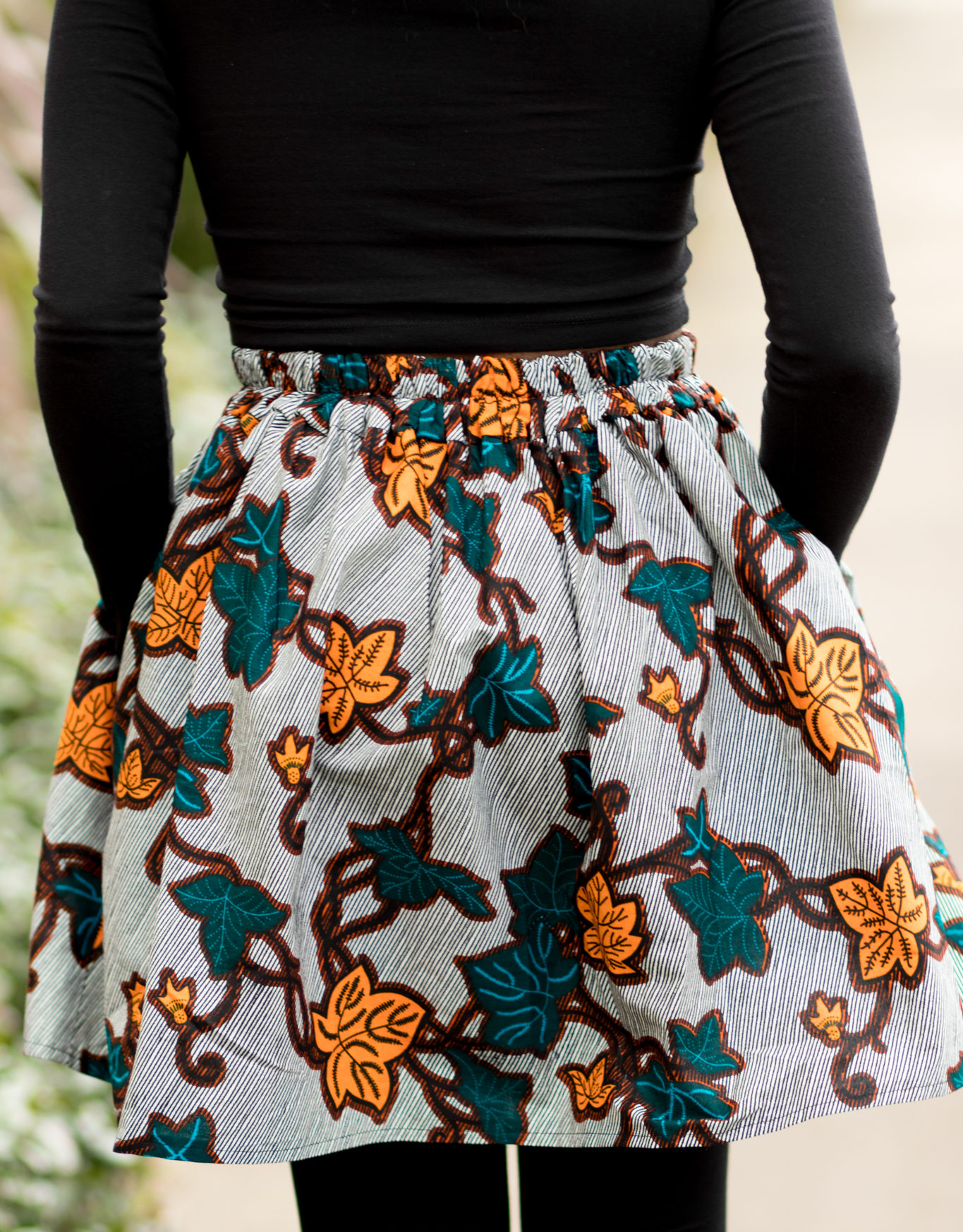 DIY How to Sew Flat Front Elastic Back Skirt with Pockets Tutorial Ankara African Print