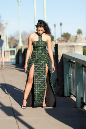 DIY Black Panther Inspired Prom Dress Wakanda Nakia Casino Lupita Front Slit Maxi -1