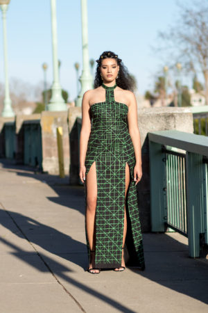 DIY Black Panther Inspired Prom Dress Wakanda Nakia Casino Lupita Front Slit Maxi -1