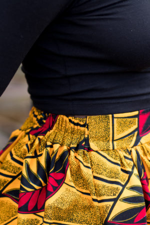 DIY How to Sew Flat Front Elastic Back Skirt with Pockets Tutorial Ankara African Print Beginner Sewing