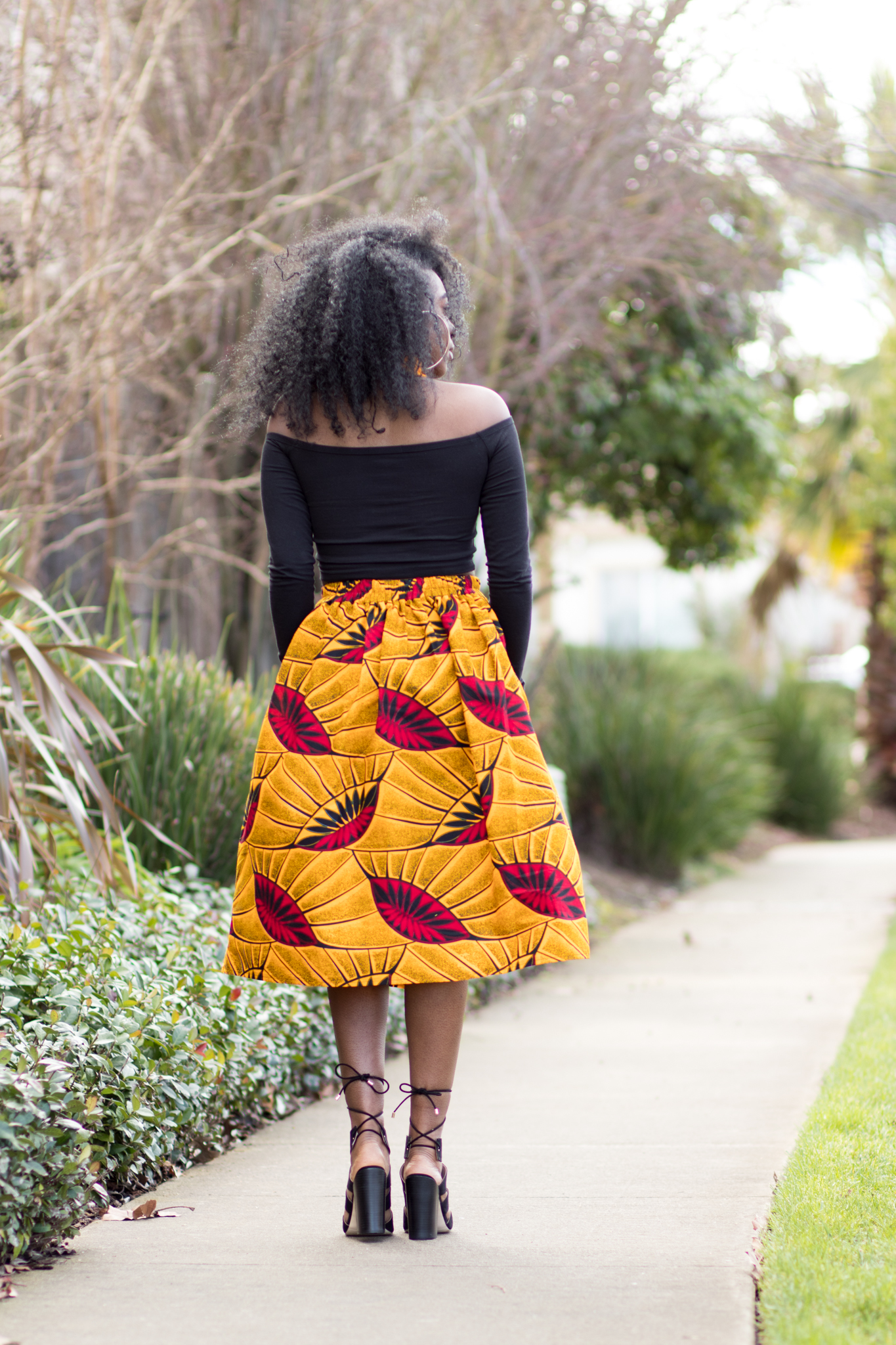 DIY How to Sew Flat Front Elastic Back Skirt with Pockets Tutorial Ankara African Print Beginner Sewing