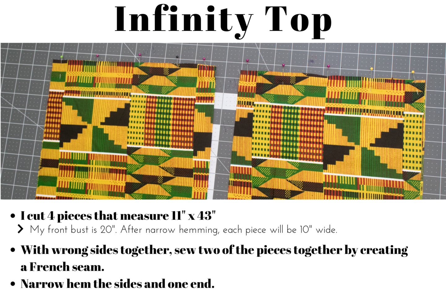 DIY Infinity Maxi Dress with slit Kente African print Tutorial 