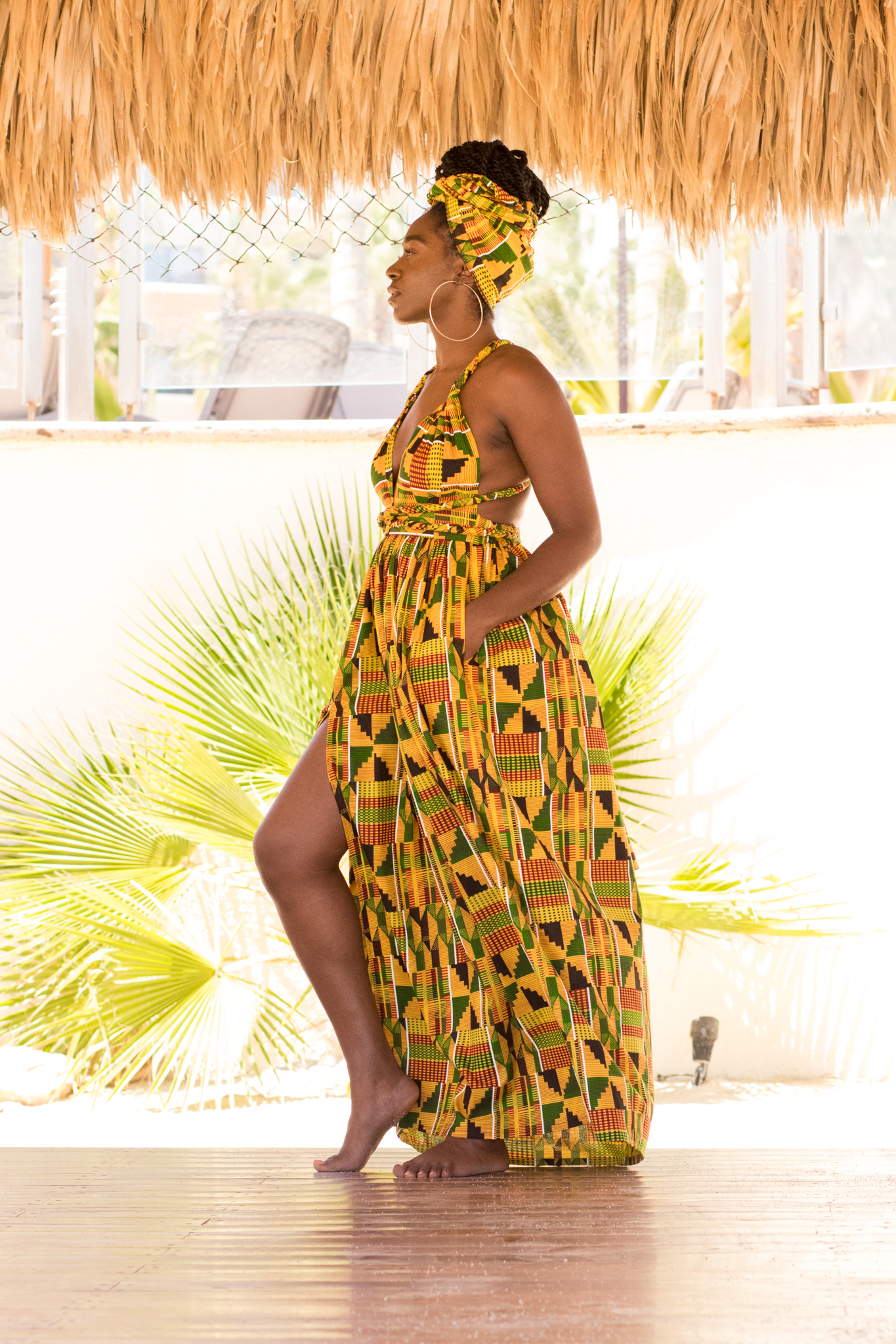 DIY Infinity Maxi Dress with High Front Slit and Pockets Ankara African Print Kente Print 