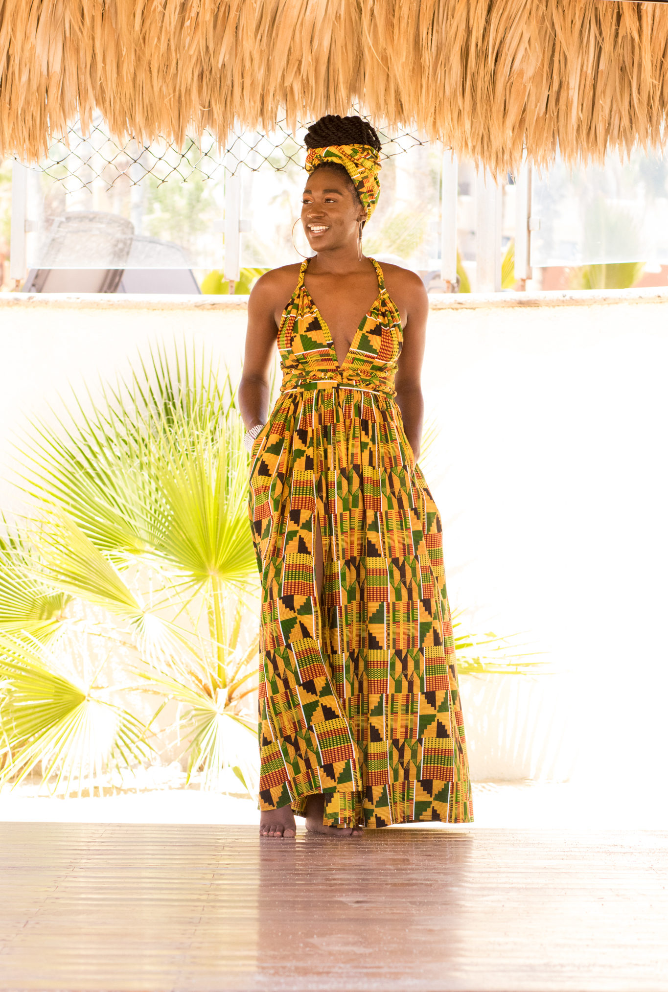 DIY Infinity Maxi Dress with High Front Slit and Pockets Ankara African Print Kente Print