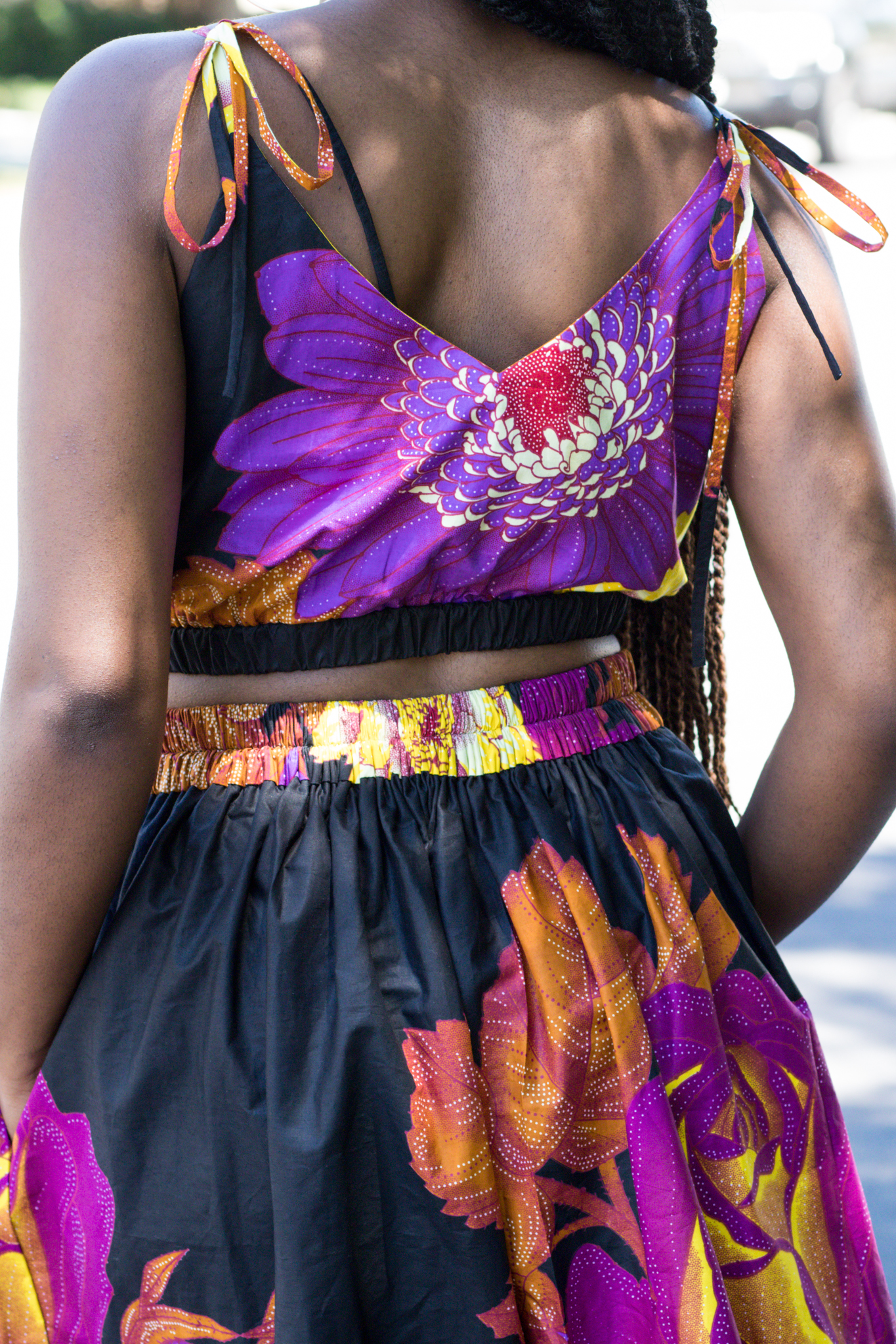 DIY True Bias Ogden Cami Hack Flat Front Elastic Back Ankara African Print Maxi Skirt