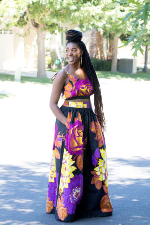 DIY True Bias Ogden Cami Hack Flat Front Elastic Back Ankara African Print Maxi Skirt