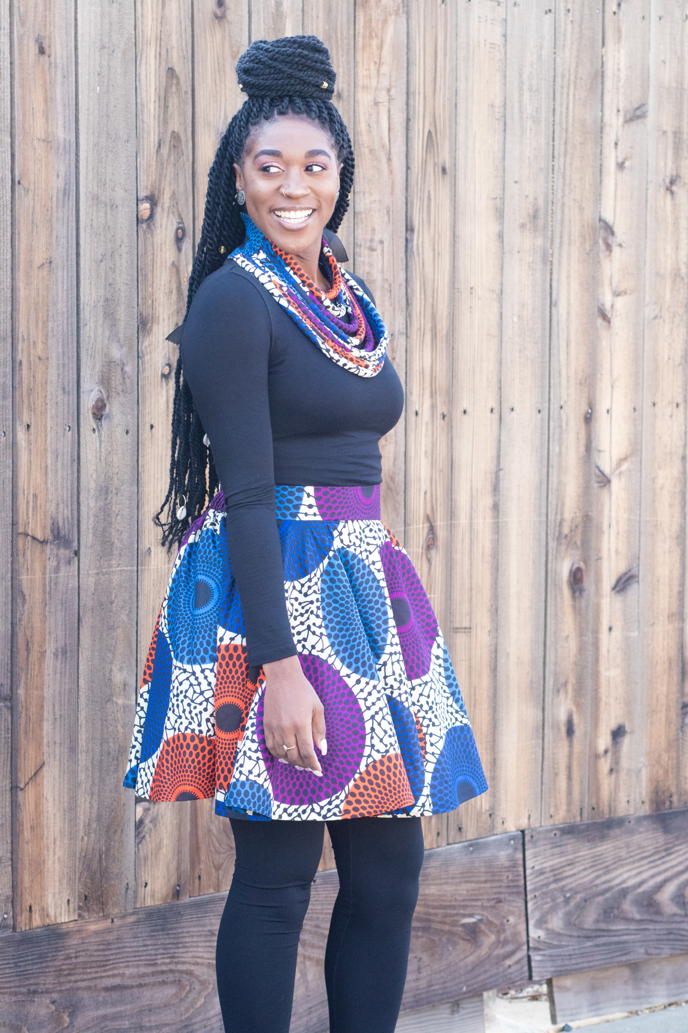 DIY Flat Front Elastic back full circle skirt mini Ankara African print fall winter fashion