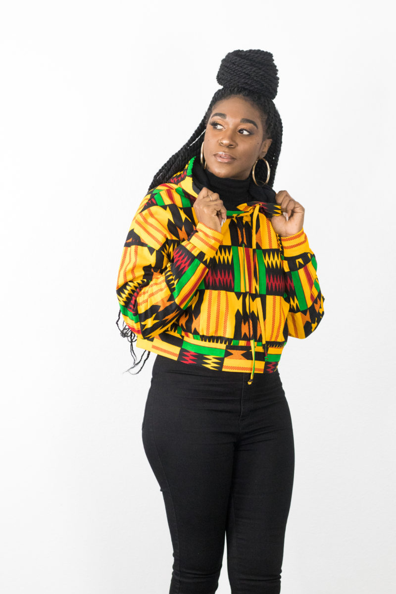 DIY Fully Lined Kente Print Hoodie Tutorial | M7688 Hack - Montoya Mayo