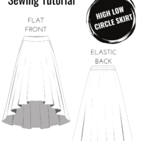 Circle skirt sewing tutorial with pockets, flat front elastic back- high low maxi
