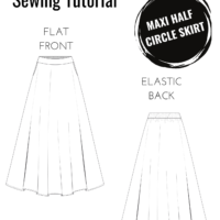 Half circle skirt sewing tutorial with pockets, flat front elastic back-midi, maxi, mini