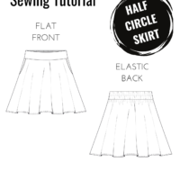 Half circle skirt sewing tutorial with pockets, flat front elastic back-midi, maxi, mini