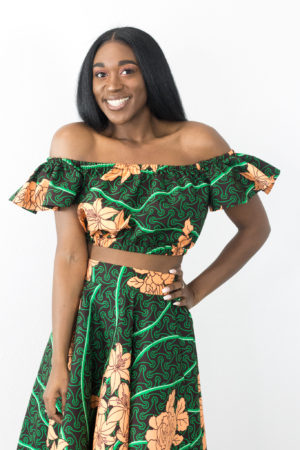 DIY Flat Front Elastic Back Full Circle Skirt Midi crop top Ankara African Print Fabric Tutorial Pockets