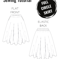 Full circle skirt sewing tutorial with pockets, flat front elastic back-midi, maxi, mini