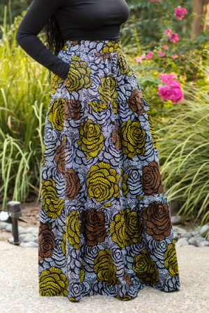 DIY Three Tiered Skirt with Pockets New Look 6516 Ankara African Print Flowers