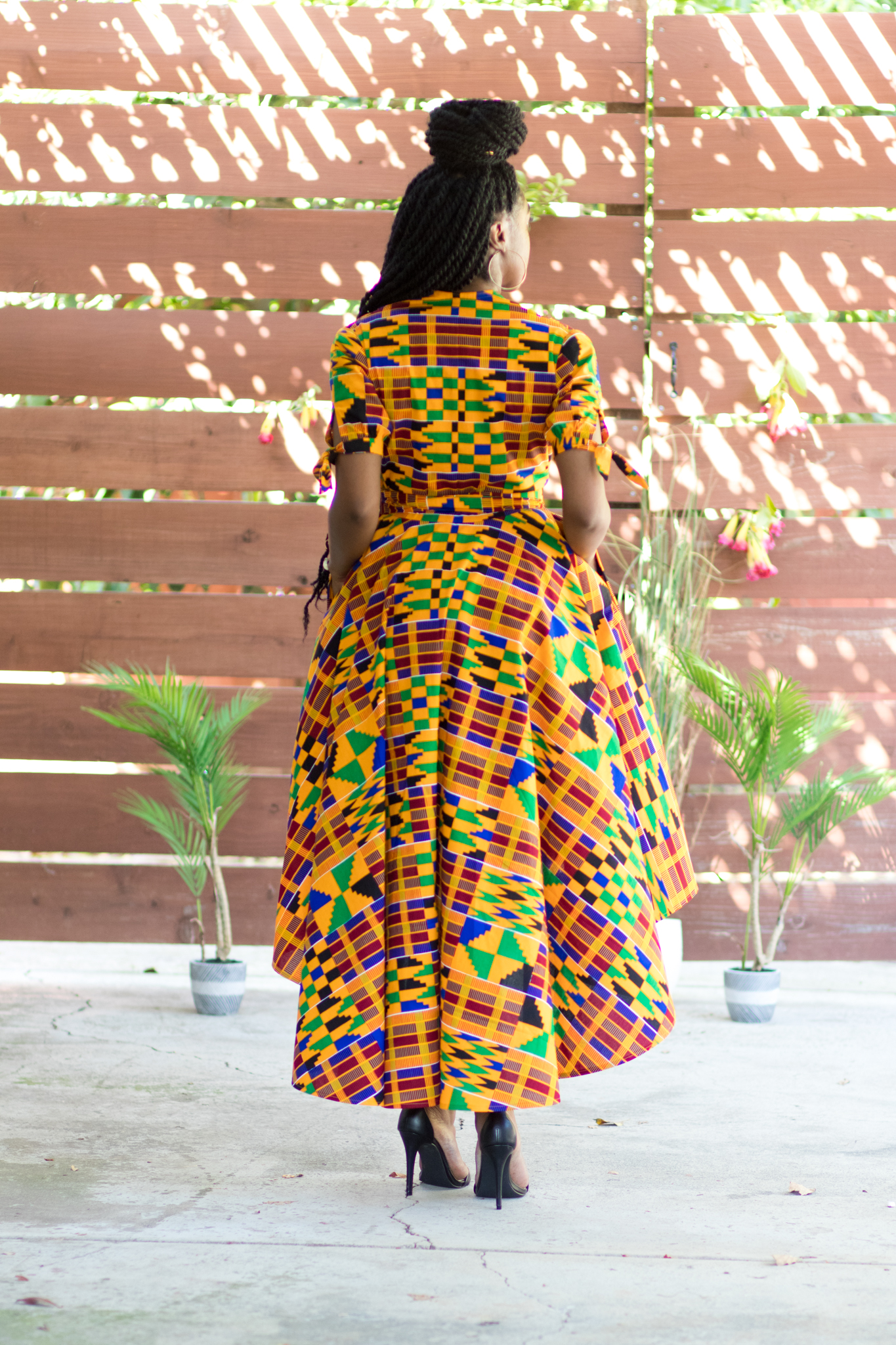 DIY high low maxi dress Ankara African print kente print tie sleeve-10 ...