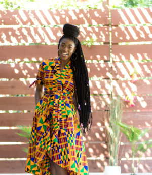 DIY high low maxi dress Ankara African print kente print tie sleeve