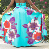 DIY Half Circle Maxi Skirt with Pockets Ankara African Print Fabric Halter Top Flat Front Elastic Back