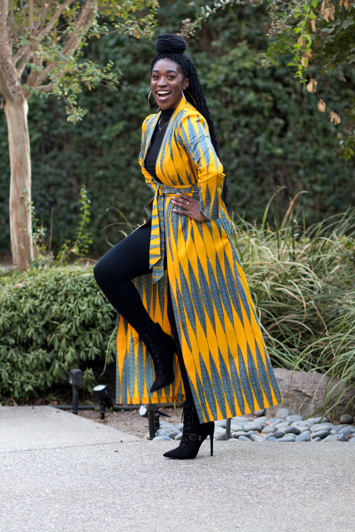 DIY Duster Sewing New Look 6305 Ankara African Print Yellow Orange 