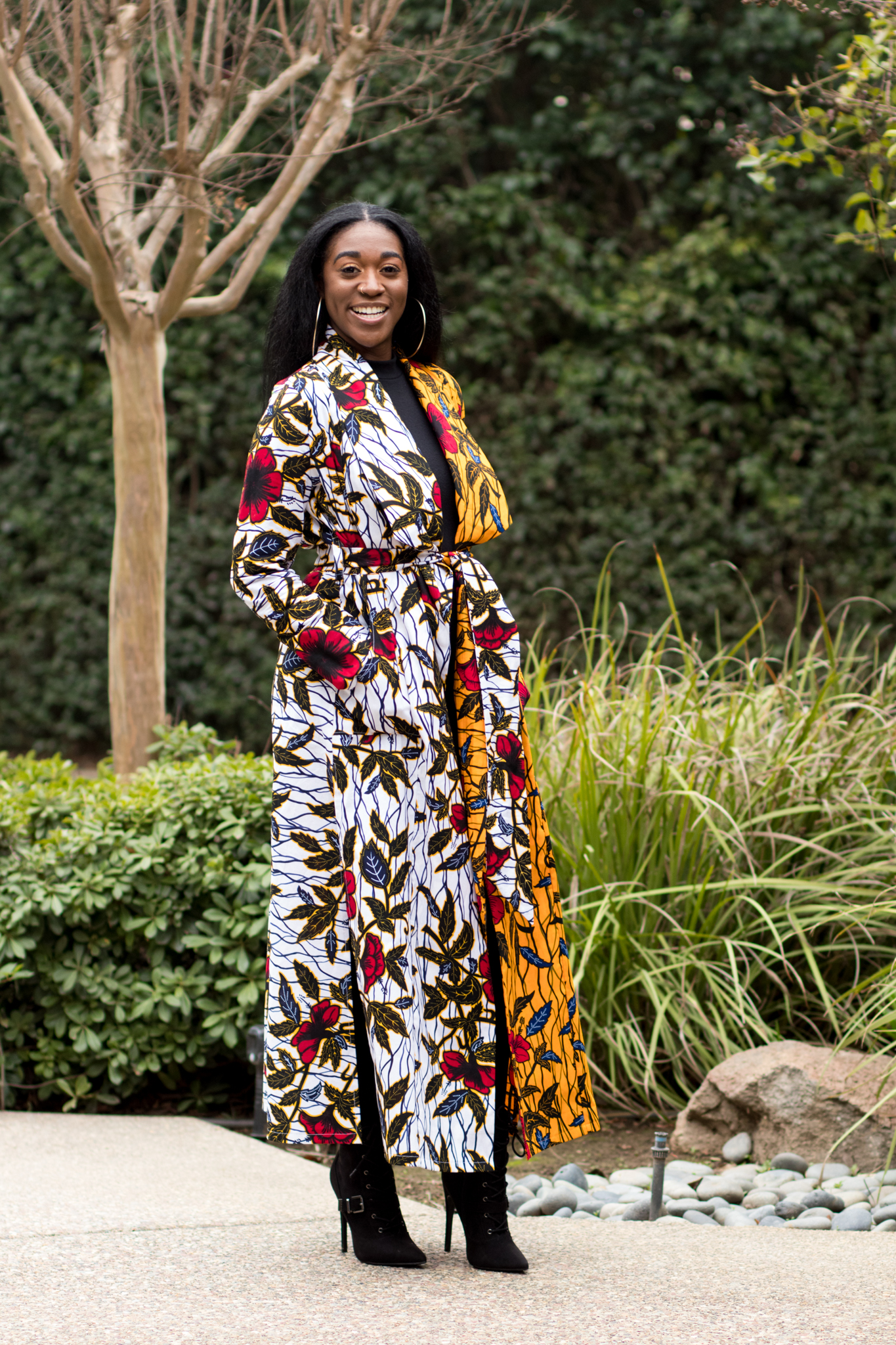 DIY Two Toned Cambria Duster Friday Pattern Co. Ankara African Print Two Prints Two Colors Half and Half