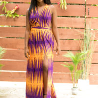 DIY Double Front Slit Maxi Skirt with Pockets Ankara African Print Fabric Infinity Top Flat Front Elastic Back-1