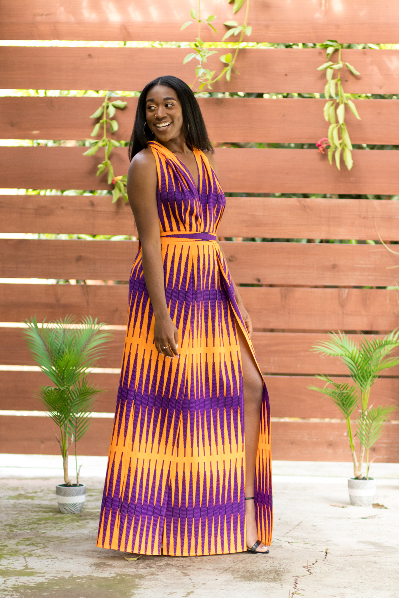 DIY Double Front Slit Maxi Skirt with Pockets Ankara African Print Fabric Infinity Top Flat Front Elastic Back