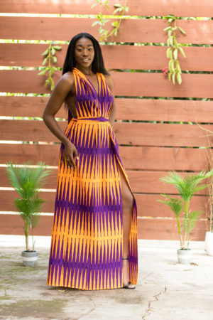 DIY Double Front Slit Maxi Skirt with Pockets Ankara African Print Fabric Infinity Top Flat Front Elastic Back
