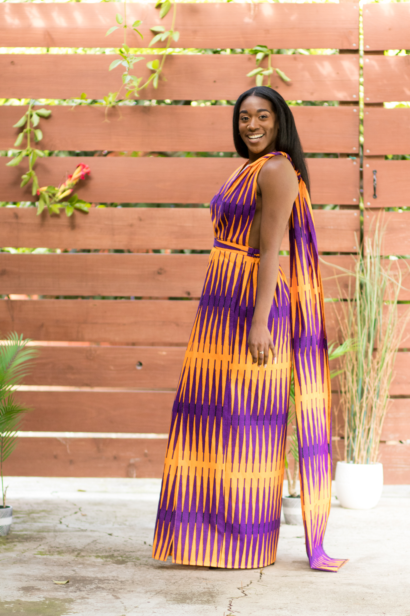 DIY Double Front Slit Maxi Skirt with Pockets Ankara African Print Fabric Infinity Top Flat Front Elastic Back