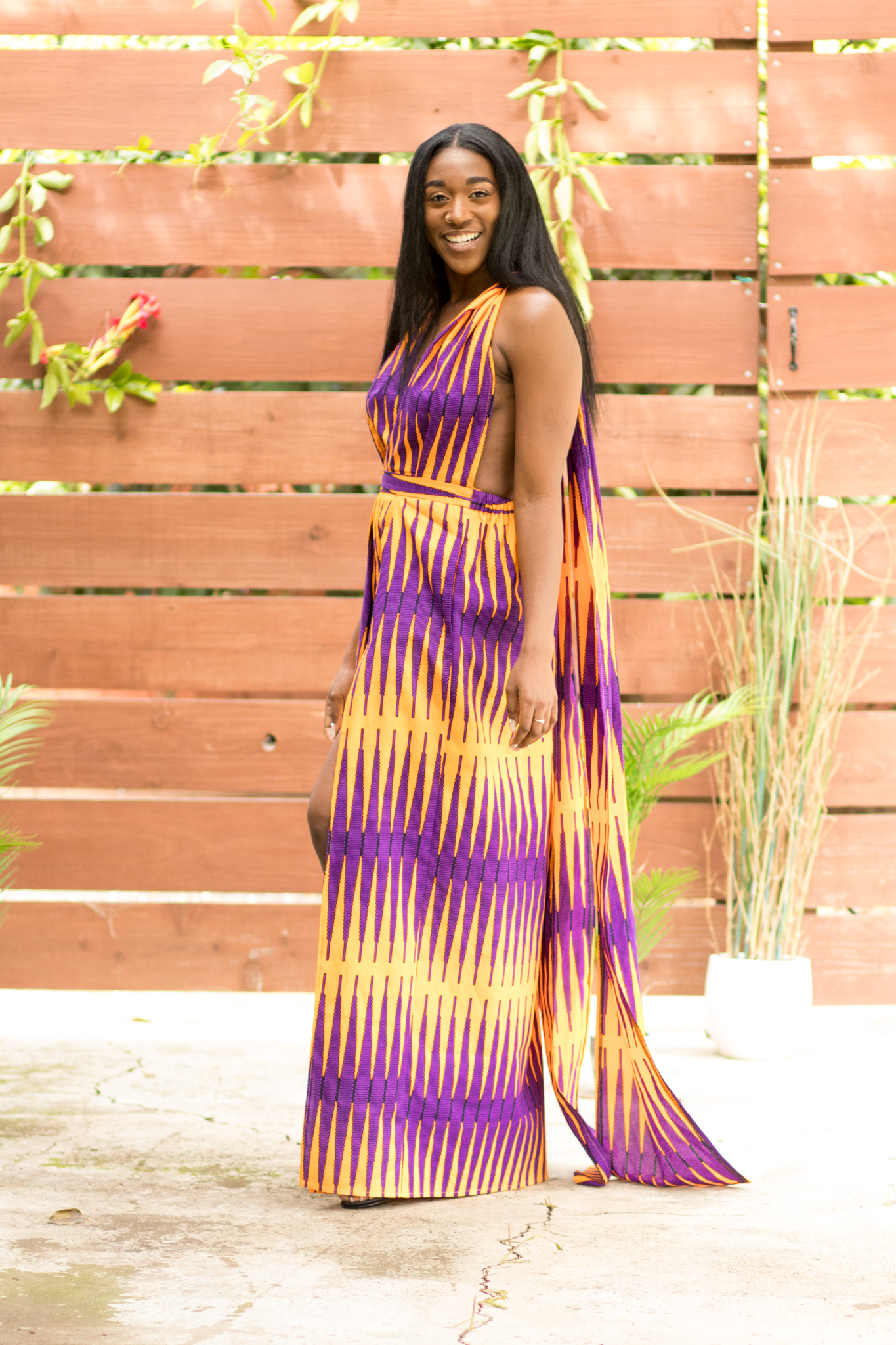 DIY Double Front Slit Maxi Skirt with Pockets Ankara African Print Fabric Infinity Top Flat Front Elastic Back-1