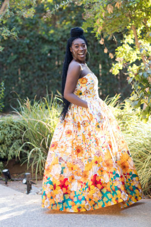 DIY Fitted Bodice and Maxi Skirt Lamour Dress Butterick 6453 Ankara African Print Floral flowers spring fashion 7 Montoya Mayo