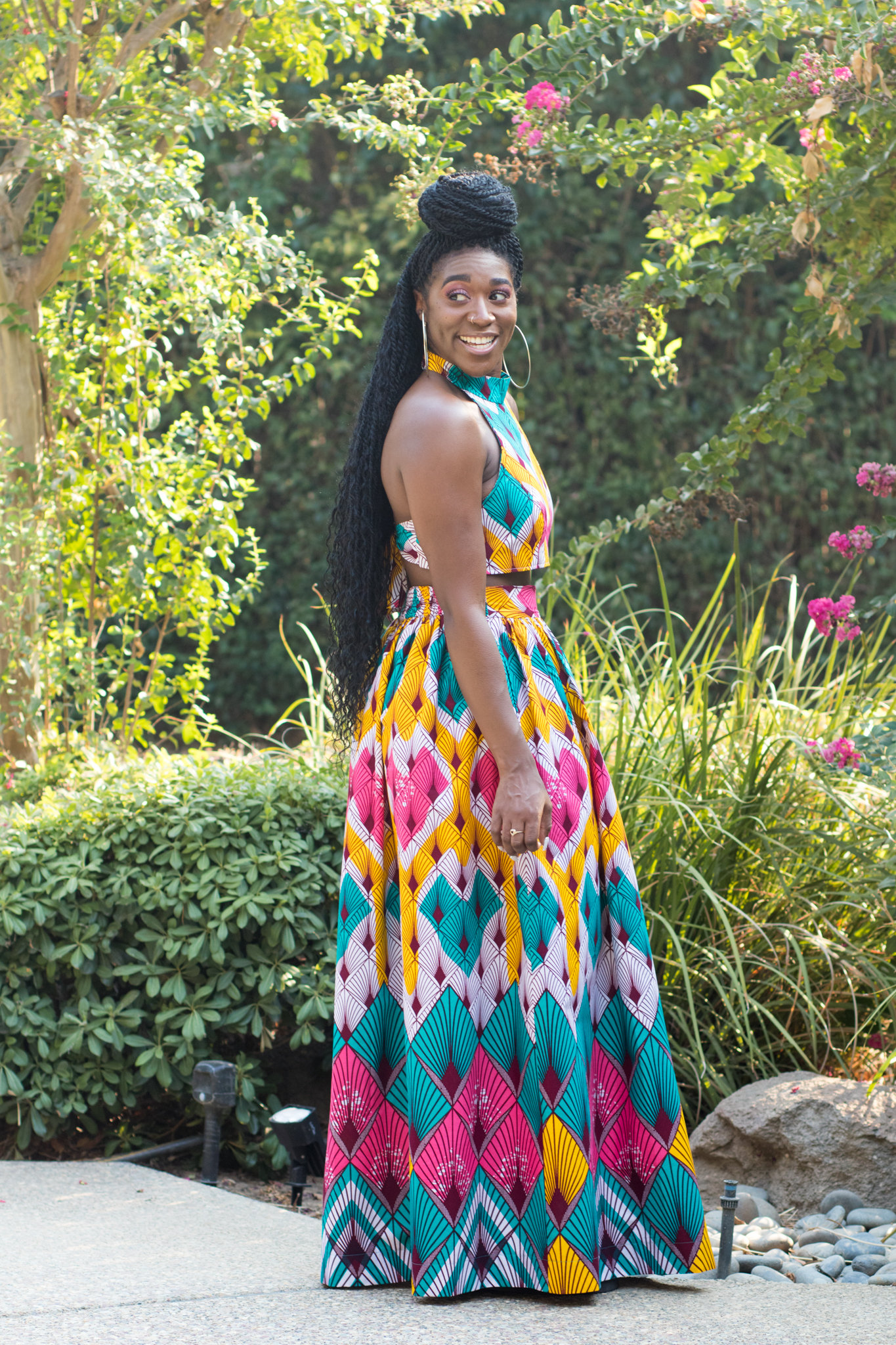 DIY How to Sew Flat Front Elastic Back Skirt with Pockets Tutorial Ankara  African Print -8 - Montoya Mayo