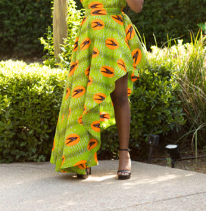 DIY Faux Dress Asymmetrical Circle Skirt and Halter Top Burda 6968 Ankara African Print Speed Bird