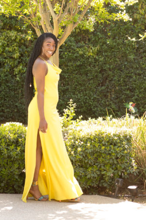 DIY Sicily Slip Dress Maxi cowl neck side slit yellow