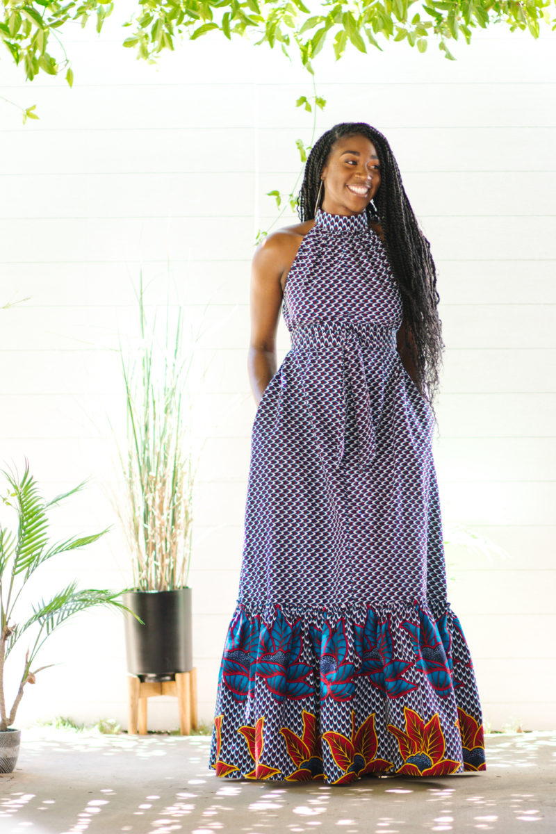 DIY Halter Maxi Dress with Ruffle Tier - Montoya Mayo