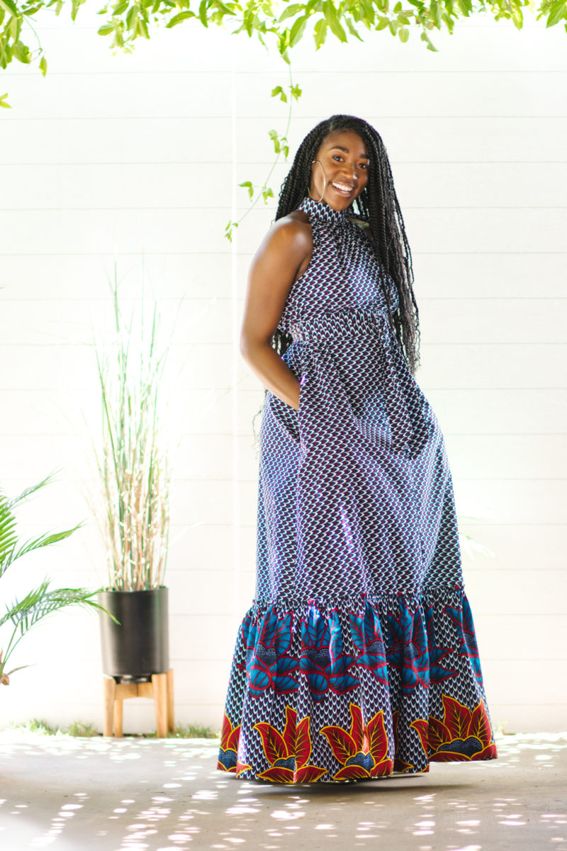 DIY Halter Maxi Dress with Ruffle Tier - Montoya Mayo