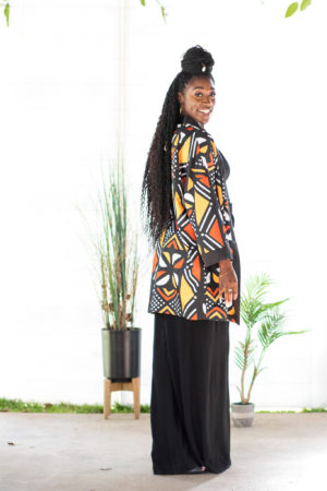 DIY Silk Satin Robe Fashion Wide Leg Pants Mud Cloth Print Burda 6244